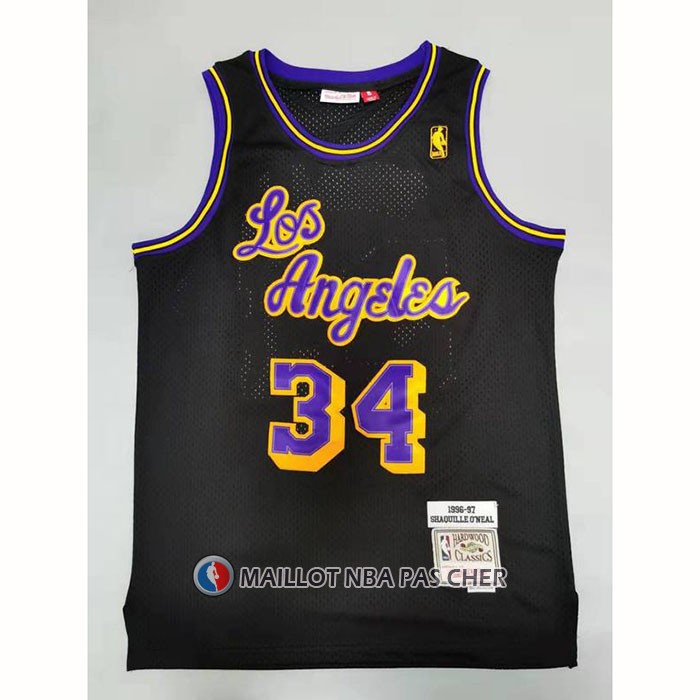 Maillot Los Angeles Lakers Shaquille O'neal NO 34 Mitchell & Ness 1996-97 Noir